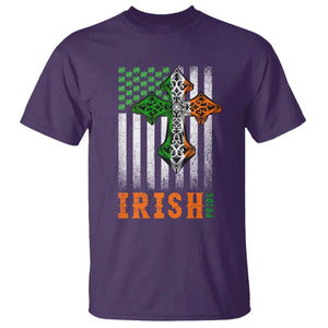 Irish American Pride Celtic Cross USA Flag T Shirt St Patricks Day Gift TS12 Purple Print Your Wear