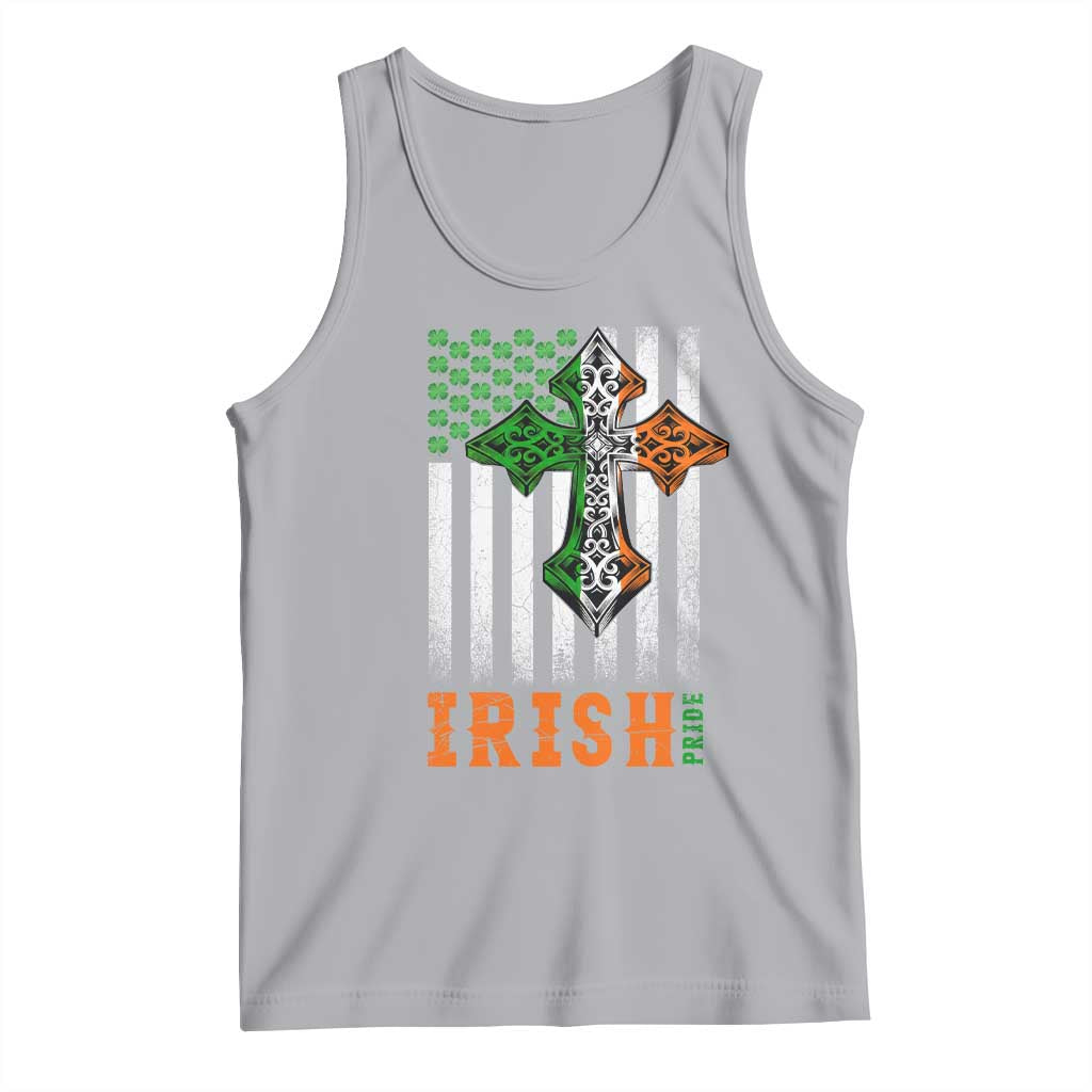 Irish American Pride Celtic Cross USA Flag Tank Top St Patricks Day Gift TS12 Athletic Heather Print Your Wear