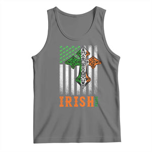 Irish American Pride Celtic Cross USA Flag Tank Top St Patricks Day Gift TS12 Black Heather Print Your Wear