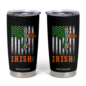 Irish American Pride Celtic Cross USA Flag Tumbler Cup St Patricks Day Gift TS12 Black Print Your Wear