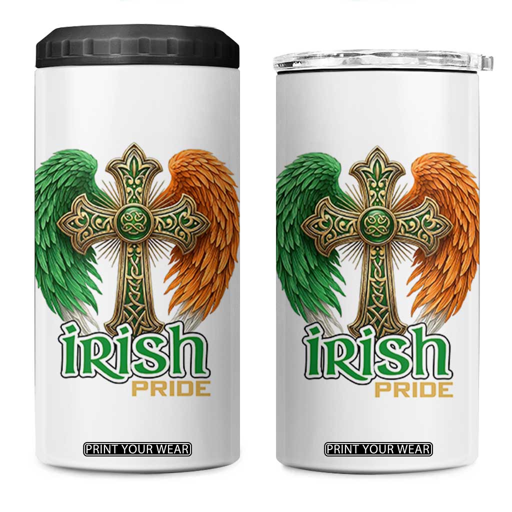 Irish Pride Celtic Cross 4 in 1 Can Cooler Tumbler Christian Gift TS12 One Size: 16 oz White Print Your Wear