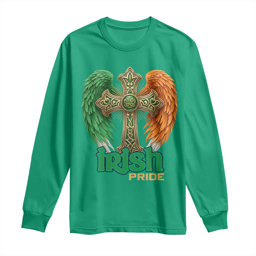 Irish Pride Celtic Cross Long Sleeve Shirt Christian Gift TS12 Irish Green Print Your Wear
