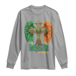 Irish Pride Celtic Cross Long Sleeve Shirt Christian Gift TS12 Sport Gray Print Your Wear