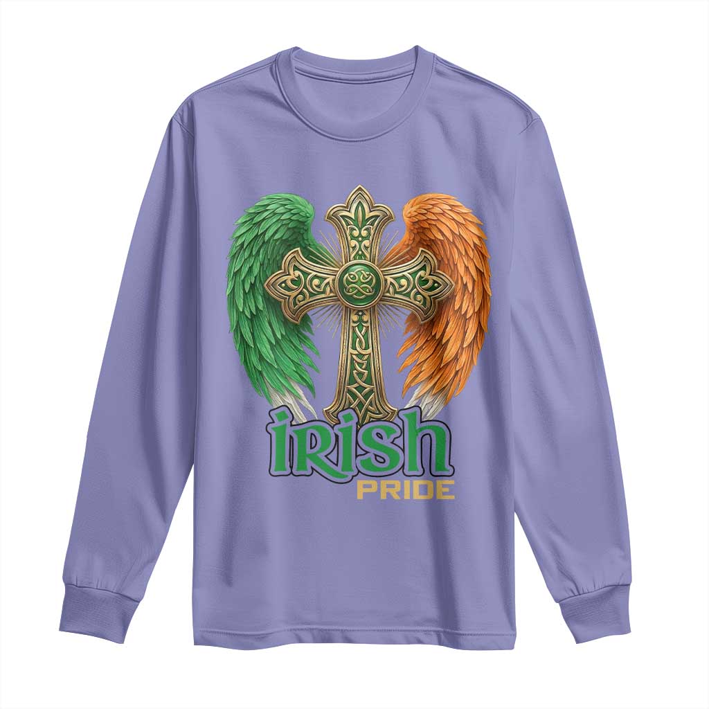 Irish Pride Celtic Cross Long Sleeve Shirt Christian Gift TS12 Violet Print Your Wear