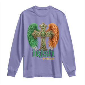 Irish Pride Celtic Cross Long Sleeve Shirt Christian Gift TS12 Violet Print Your Wear
