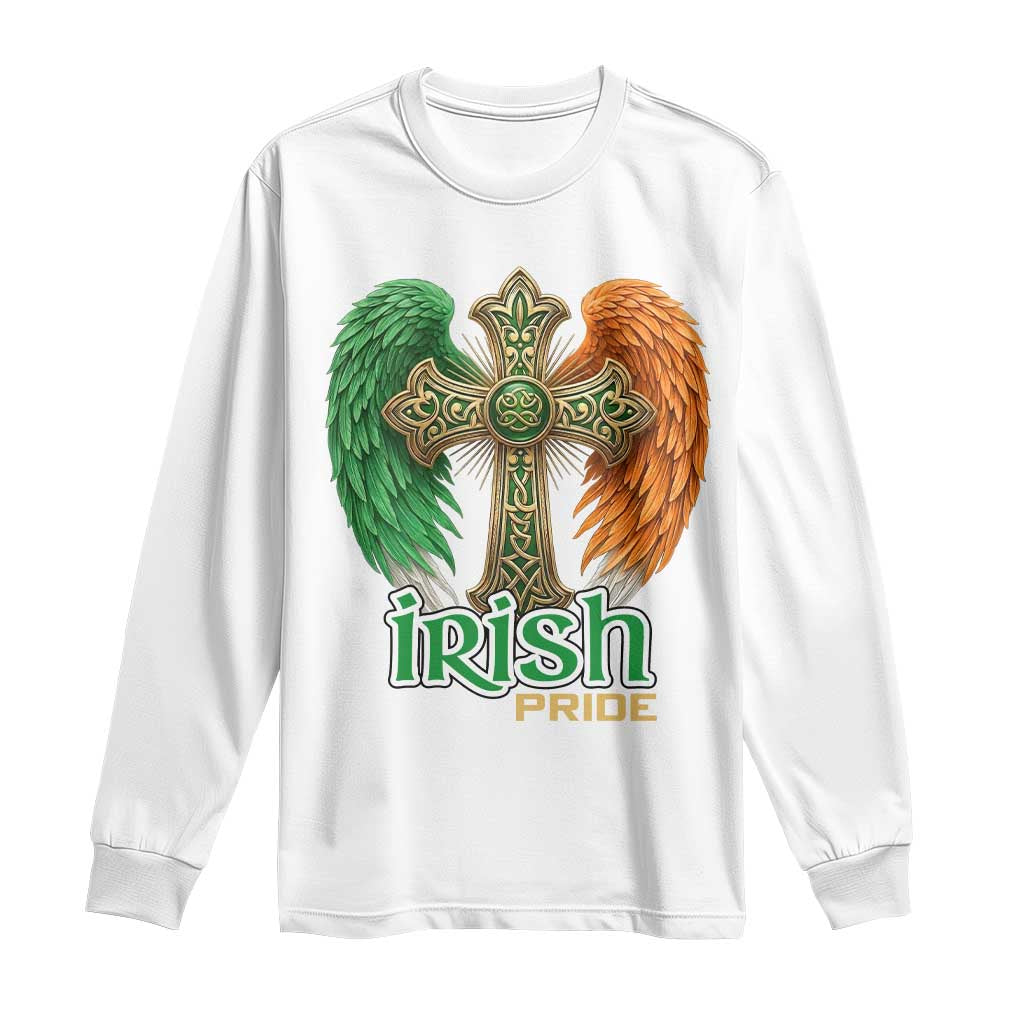 Irish Pride Celtic Cross Long Sleeve Shirt Christian Gift TS12 White Print Your Wear