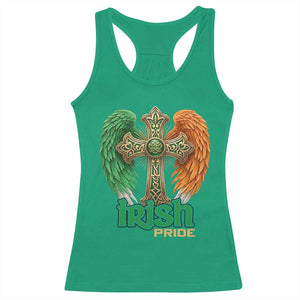 Irish Pride Celtic Cross Racerback Tank Top Christian Gift TS12 Irish Green Print Your Wear