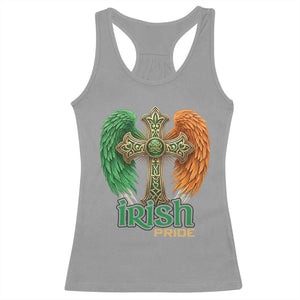 Irish Pride Celtic Cross Racerback Tank Top Christian Gift TS12 Sport Gray Print Your Wear