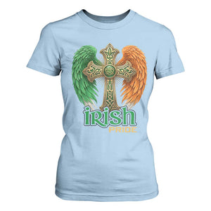 Irish Pride Celtic Cross T Shirt For Women Christian Gift TS12 Light Blue Print Your Wear