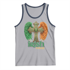 Irish Pride Celtic Cross Tank Top Christian Gift TS12 Athletic Heather Navy Print Your Wear