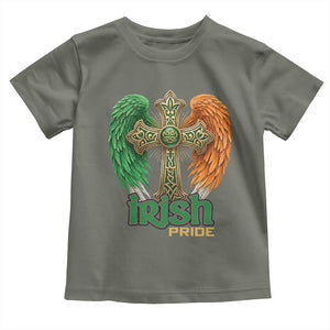 Irish Pride Celtic Cross Toddler T Shirt Christian Gift TS12 Military Green Print Your Wear