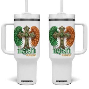 Irish Pride Celtic Cross Tumbler With Handle Christian Gift TS12 One Size: 40 oz White Print Your Wear