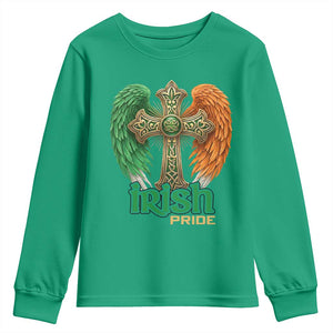 Irish Pride Celtic Cross Youth Sweatshirt Christian Gift TS12 Irish Green Print Your Wear