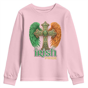 Irish Pride Celtic Cross Youth Sweatshirt Christian Gift TS12 Light Pink Print Your Wear