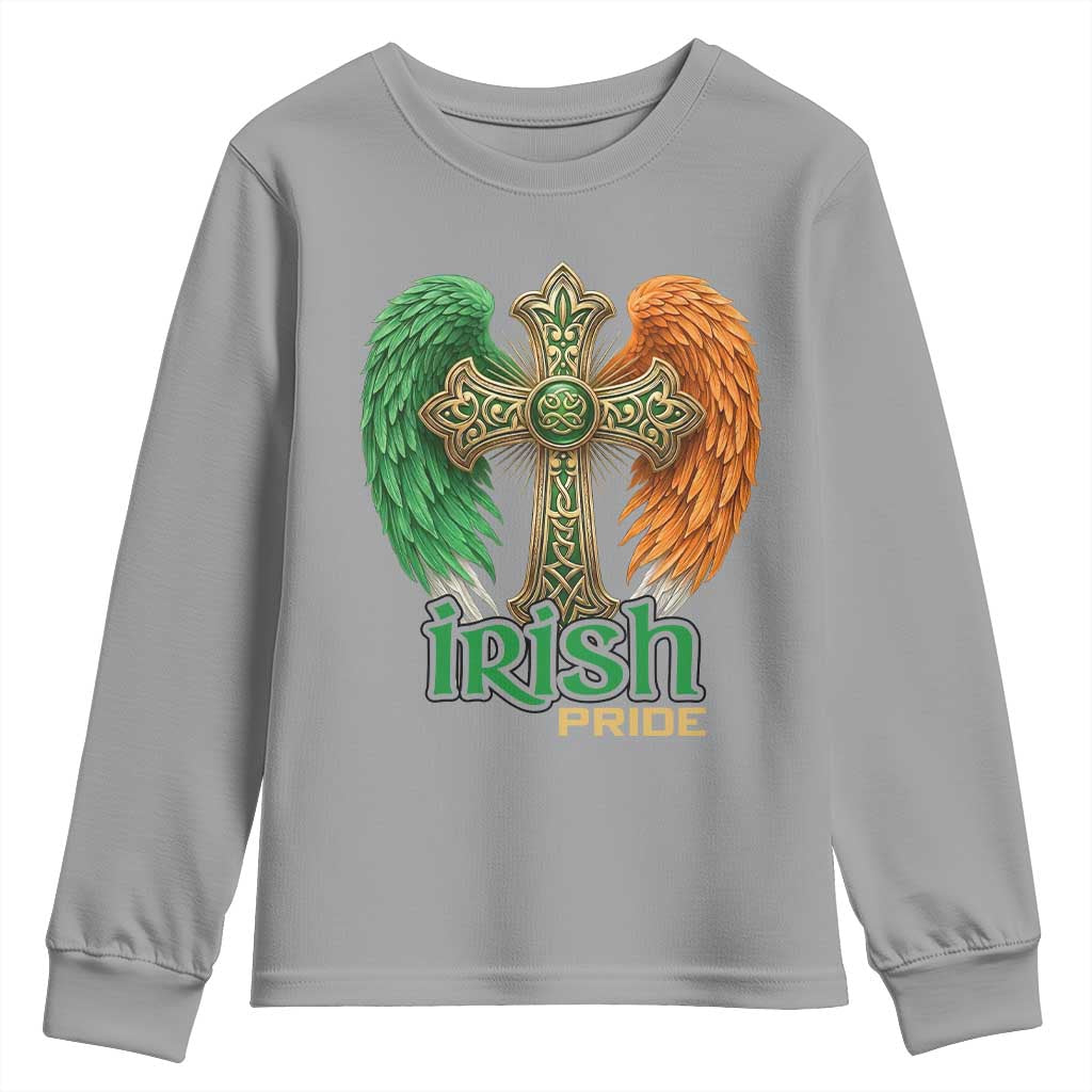 Irish Pride Celtic Cross Youth Sweatshirt Christian Gift TS12 Sport Gray Print Your Wear