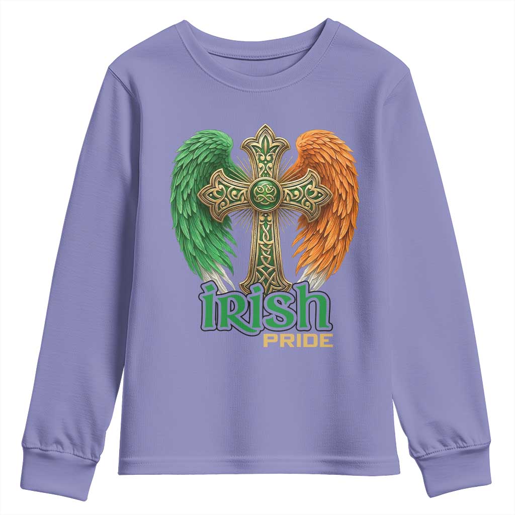 Irish Pride Celtic Cross Youth Sweatshirt Christian Gift TS12 Violet Print Your Wear