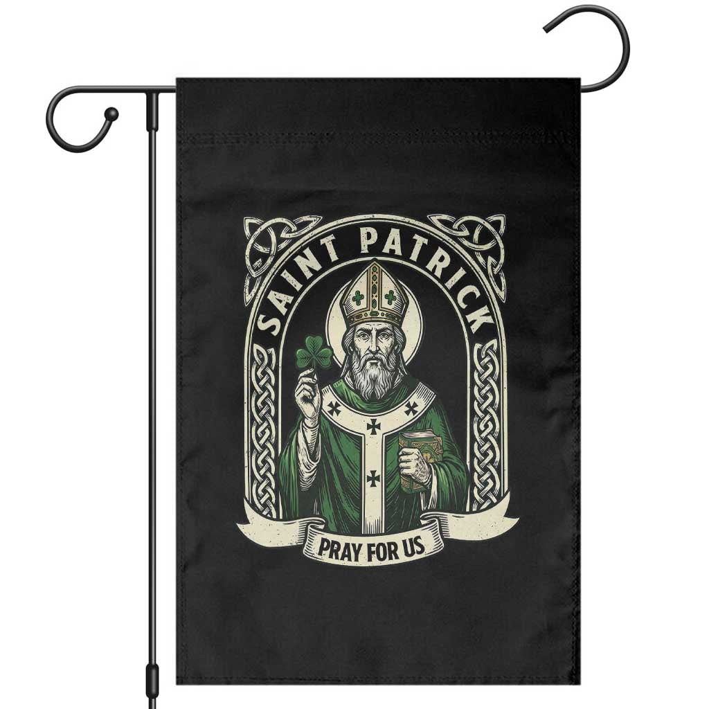 Saint Patrick Pray For Us Garden Flag St Patricks Day Religious Gift TS12 Black Print Your Wear
