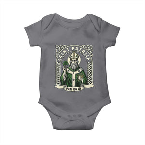 Saint Patrick Pray For Us Baby Onesie St Patricks Day Religious Gift TS12 Charcoal Print Your Wear