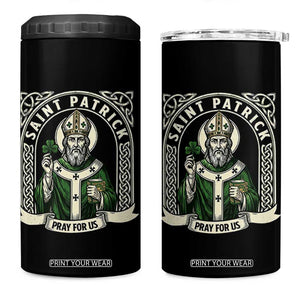 Saint Patrick Pray For Us 4 in 1 Can Cooler Tumbler St Patricks Day Religious Gift TS12 One Size: 16 oz Black Print Your Wear