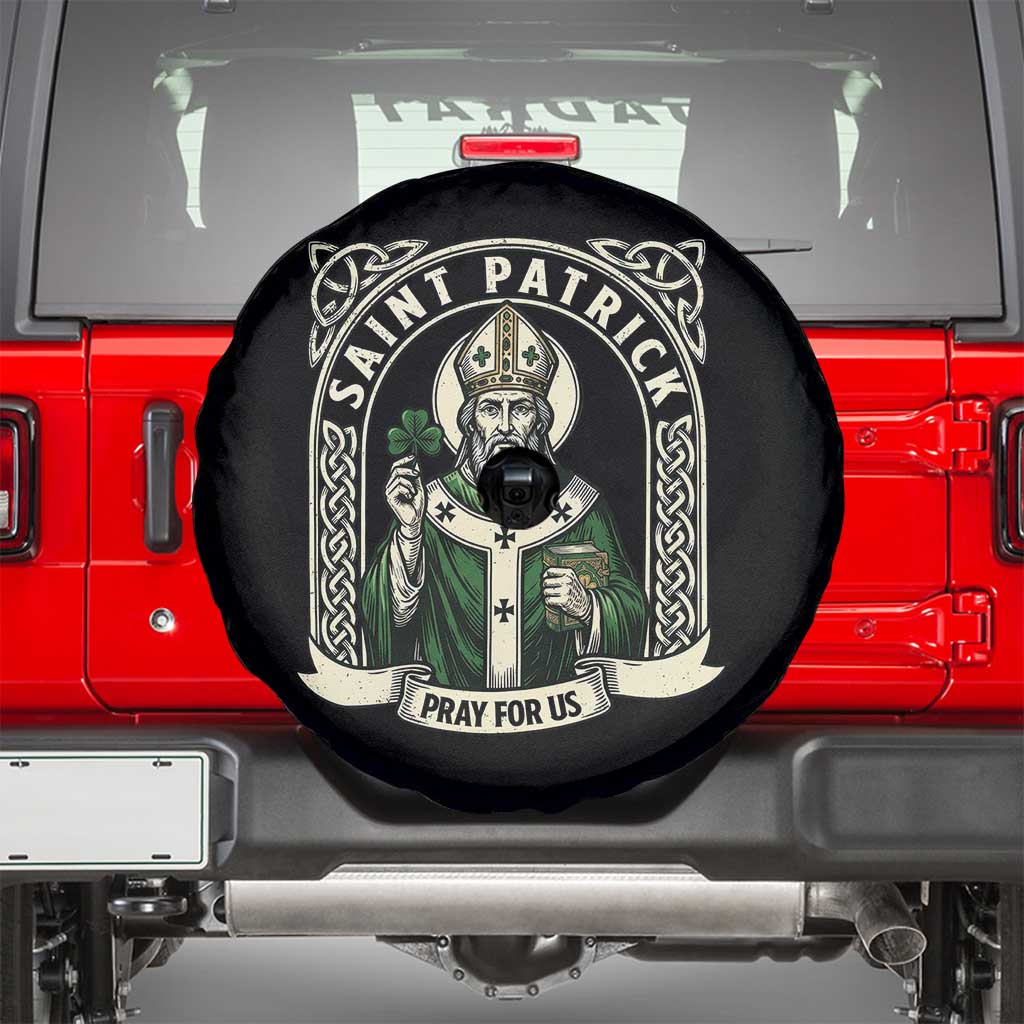 Saint Patrick Pray For Us Spare Tire Cover St Patricks Day Religious Gift TS12 Black Print Your Wear