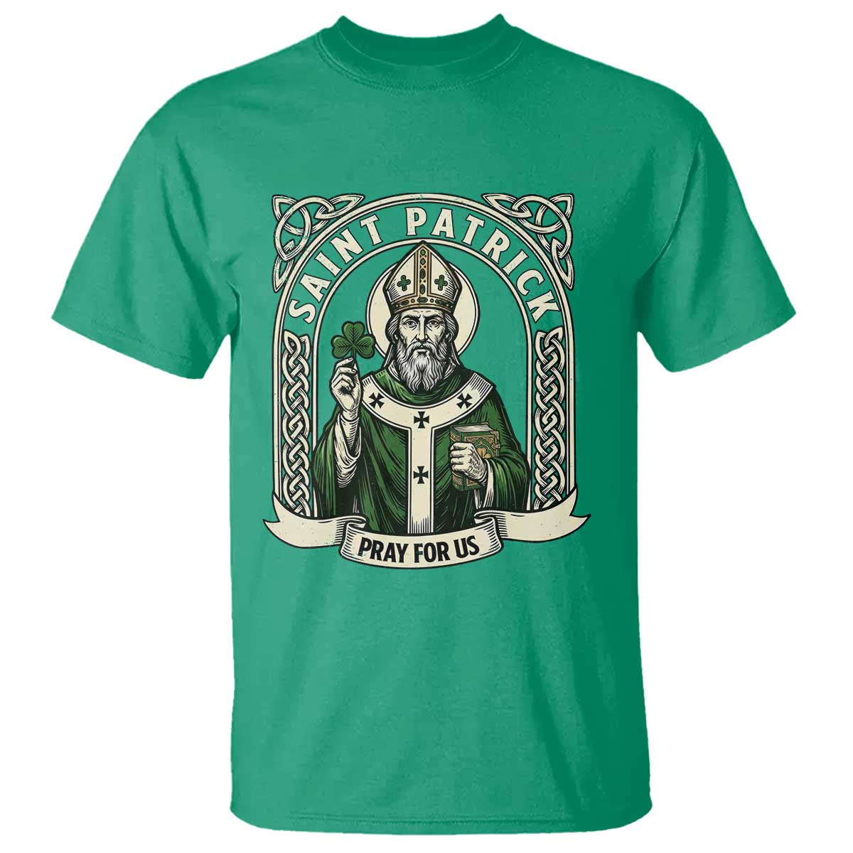 Saint Patrick Pray For Us T Shirt St Patricks Day Religious Gift TS12 Irish Green Print Your Wear
