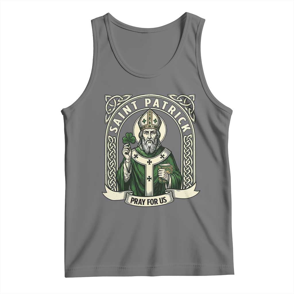 Saint Patrick Pray For Us Tank Top St Patricks Day Religious Gift TS12 Black Heather Print Your Wear