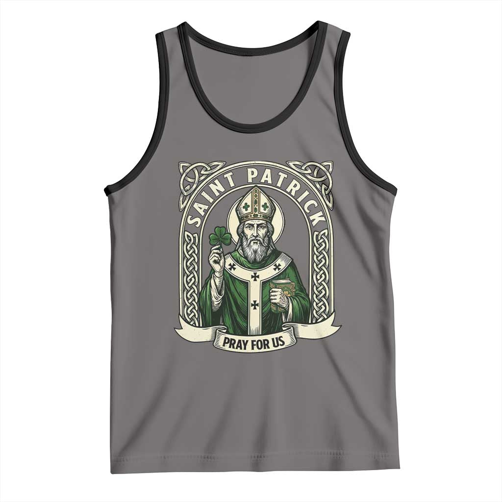 Saint Patrick Pray For Us Tank Top St Patricks Day Religious Gift TS12 Deep Heather Black Print Your Wear