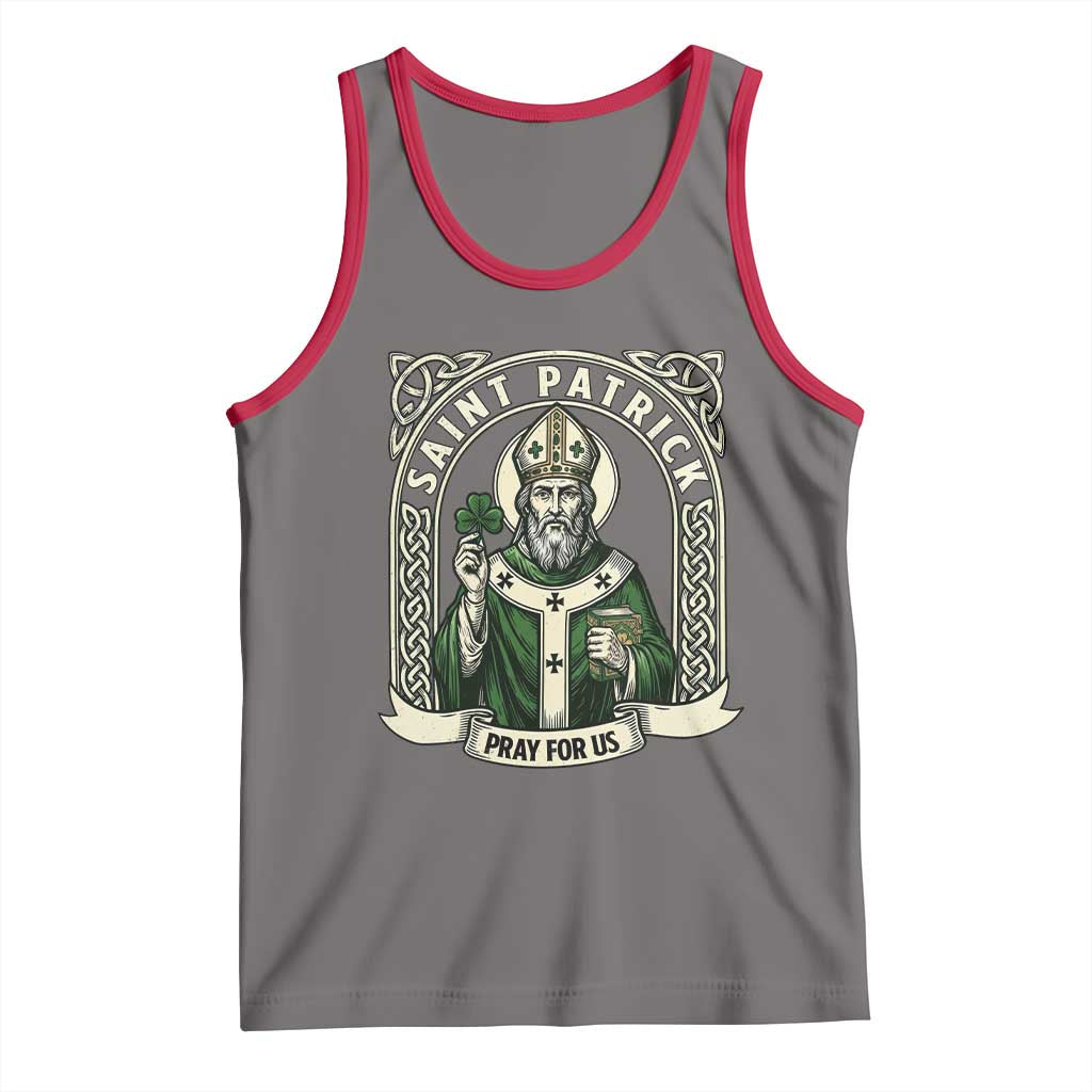Saint Patrick Pray For Us Tank Top St Patricks Day Religious Gift TS12 Deep Heather Red Print Your Wear
