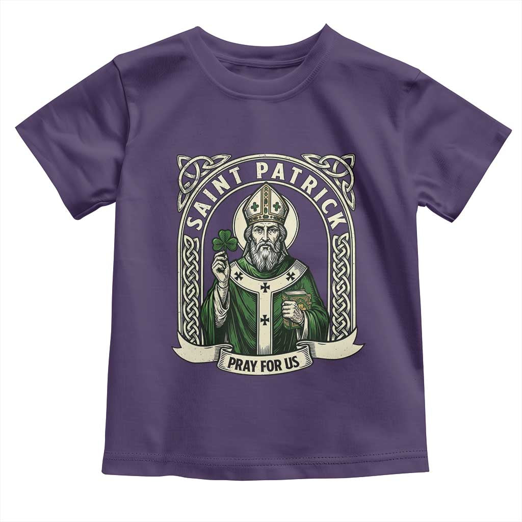 Saint Patrick Pray For Us Toddler T Shirt St Patricks Day Religious Gift TS12 Purple Print Your Wear