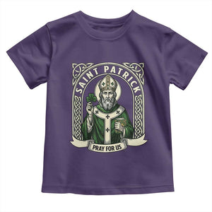 Saint Patrick Pray For Us Toddler T Shirt St Patricks Day Religious Gift TS12 Purple Print Your Wear