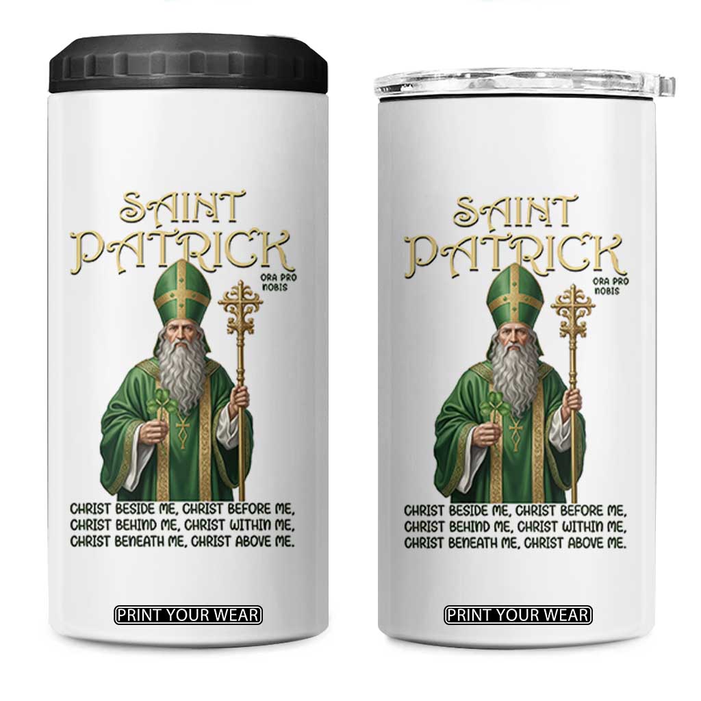 Saint Patrick Ora Pro Nobis 4 in 1 Can Cooler Tumbler Irish Christian Prayer TS12 One Size: 16 oz White Print Your Wear