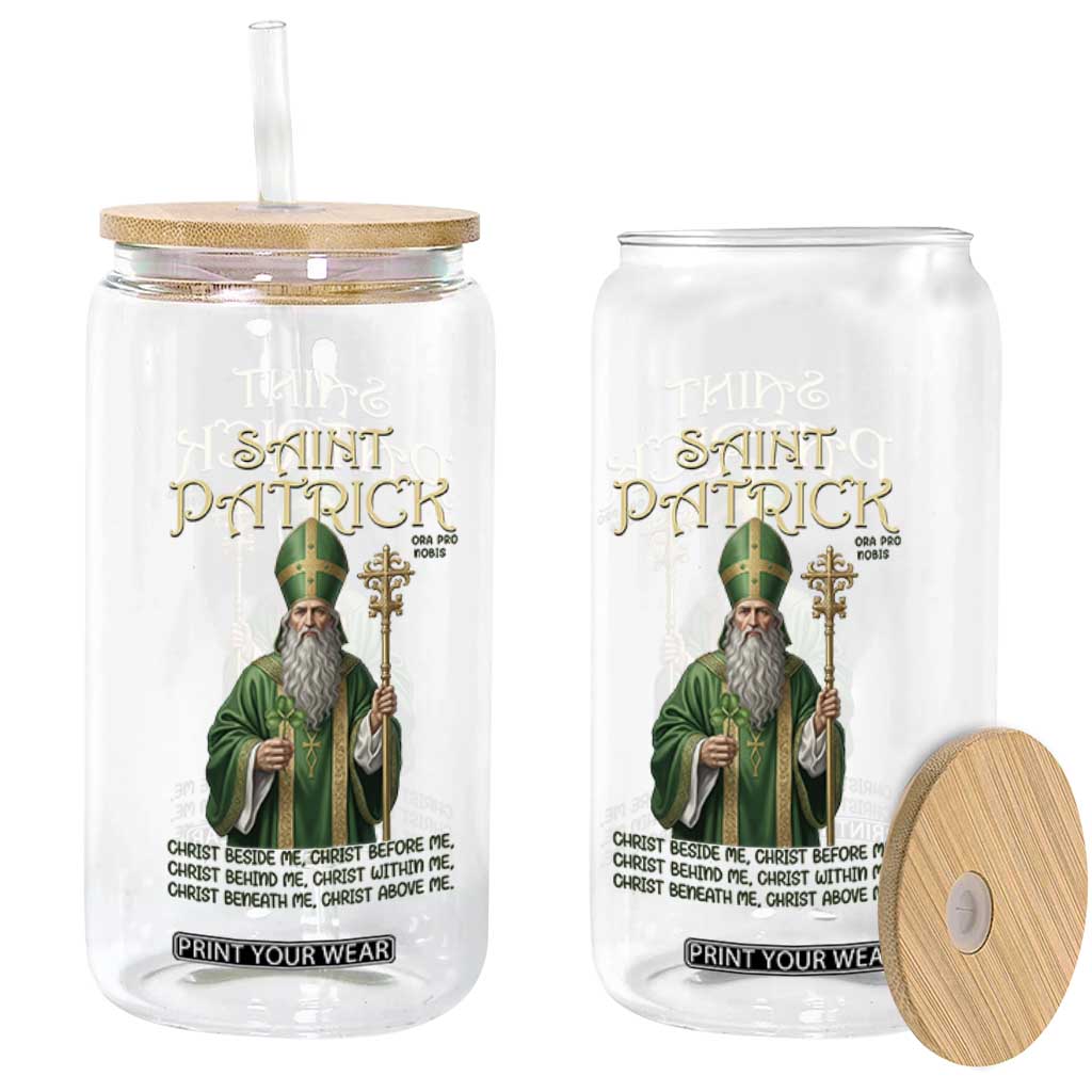 Saint Patrick Ora Pro Nobis Glass Can Irish Christian Prayer TS12 Print Your Wear