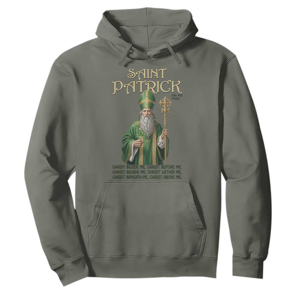 Saint Patrick Ora Pro Nobis Hoodie Irish Christian Prayer TS12 Military Green Print Your Wear