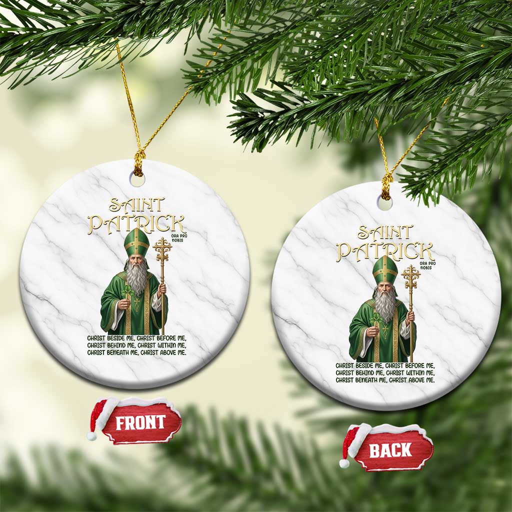 Saint Patrick Ora Pro Nobis Ceramic Ornament Irish Christian Prayer TS12 1pc White Marble Print Your Wear