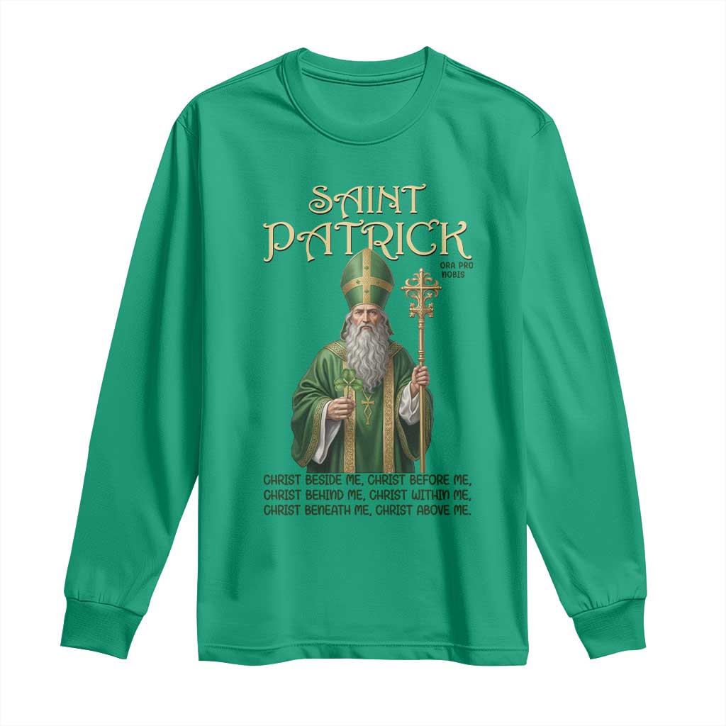 Saint Patrick Ora Pro Nobis Long Sleeve Shirt Irish Christian Prayer TS12 Irish Green Print Your Wear