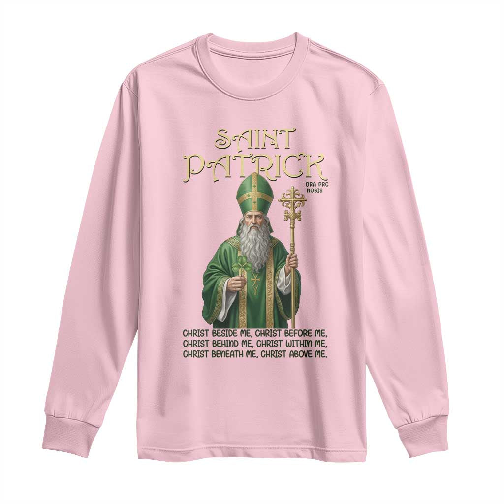 Saint Patrick Ora Pro Nobis Long Sleeve Shirt Irish Christian Prayer TS12 Light Pink Print Your Wear