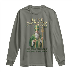 Saint Patrick Ora Pro Nobis Long Sleeve Shirt Irish Christian Prayer TS12 Military Green Print Your Wear