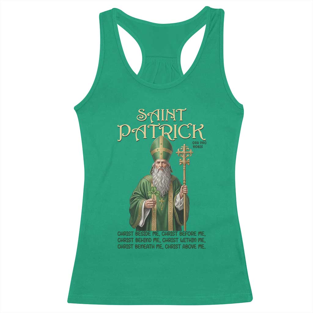 Saint Patrick Ora Pro Nobis Racerback Tank Top Irish Christian Prayer TS12 Irish Green Print Your Wear