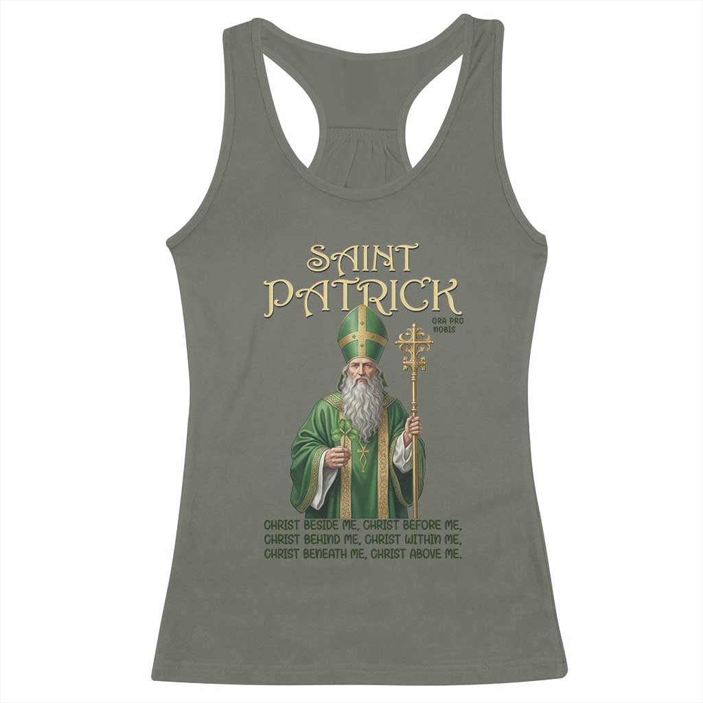 Saint Patrick Ora Pro Nobis Racerback Tank Top Irish Christian Prayer TS12 Military Green Print Your Wear