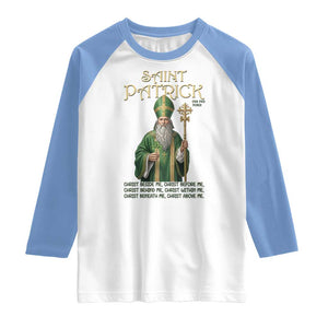 Saint Patrick Ora Pro Nobis Raglan Shirt Irish Christian Prayer TS12 White Carolina Blue Print Your Wear