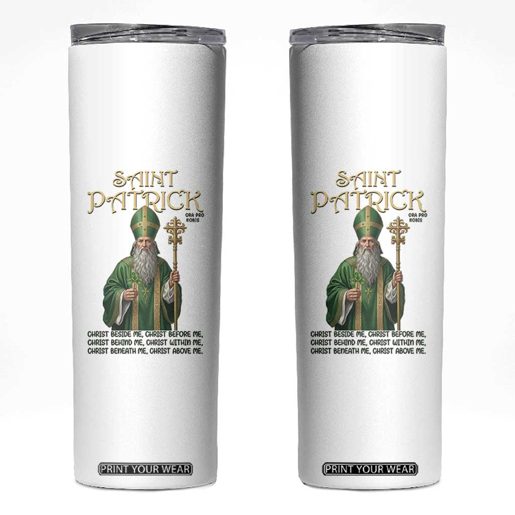 Saint Patrick Ora Pro Nobis Skinny Tumbler Irish Christian Prayer TS12 White Print Your Wear