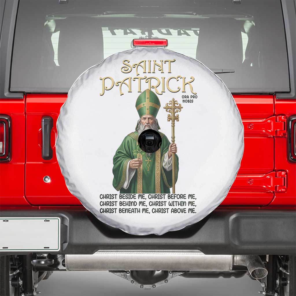 Saint Patrick Ora Pro Nobis Spare Tire Cover Irish Christian Prayer TS12 White Print Your Wear