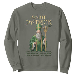 Saint Patrick Ora Pro Nobis Sweatshirt Irish Christian Prayer TS12 Military Green Print Your Wear