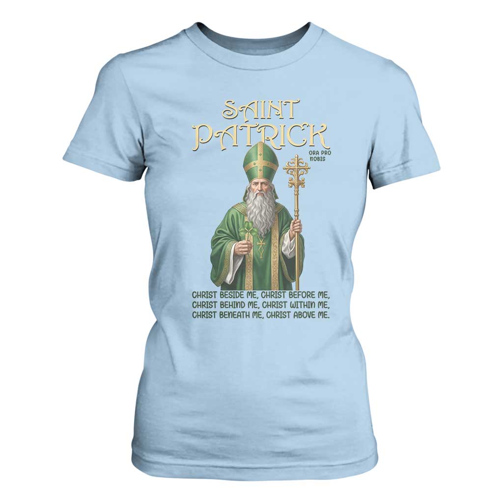 Saint Patrick Ora Pro Nobis T Shirt For Women Irish Christian Prayer TS12 Light Blue Print Your Wear