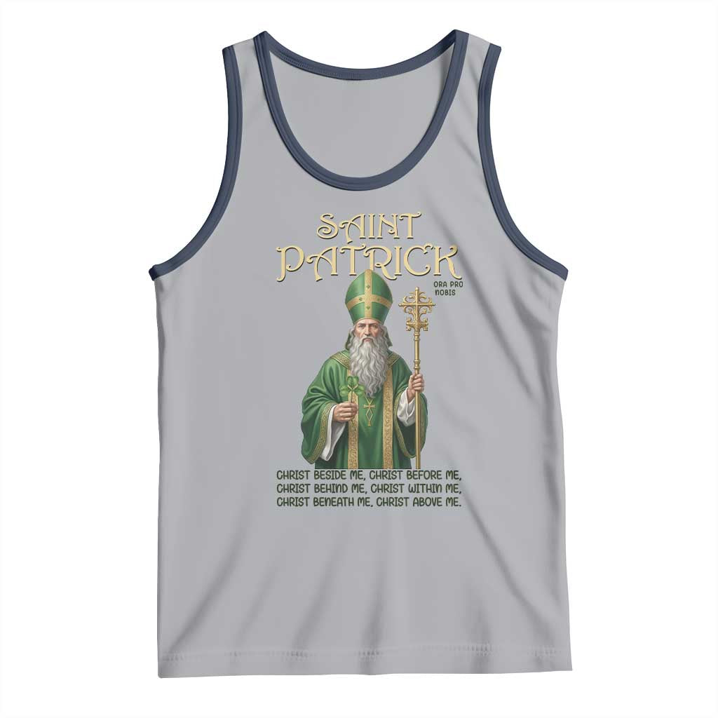 Saint Patrick Ora Pro Nobis Tank Top Irish Christian Prayer TS12 Athletic Heather Navy Print Your Wear