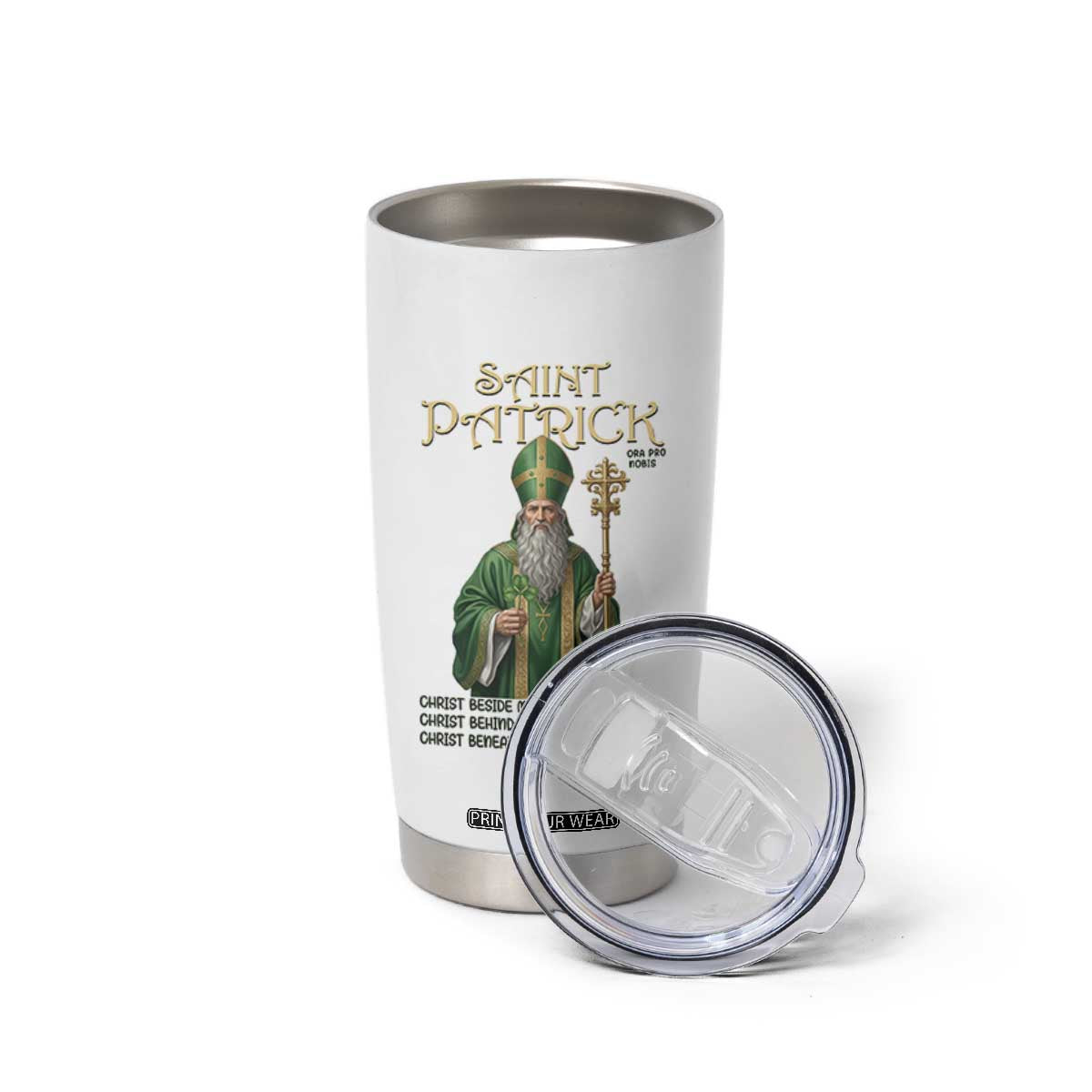 Saint Patrick Ora Pro Nobis Tumbler Cup Irish Christian Prayer TS12 Print Your Wear