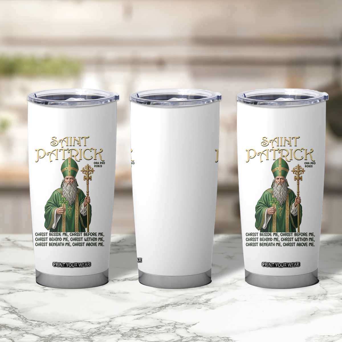 Saint Patrick Ora Pro Nobis Tumbler Cup Irish Christian Prayer TS12 Print Your Wear