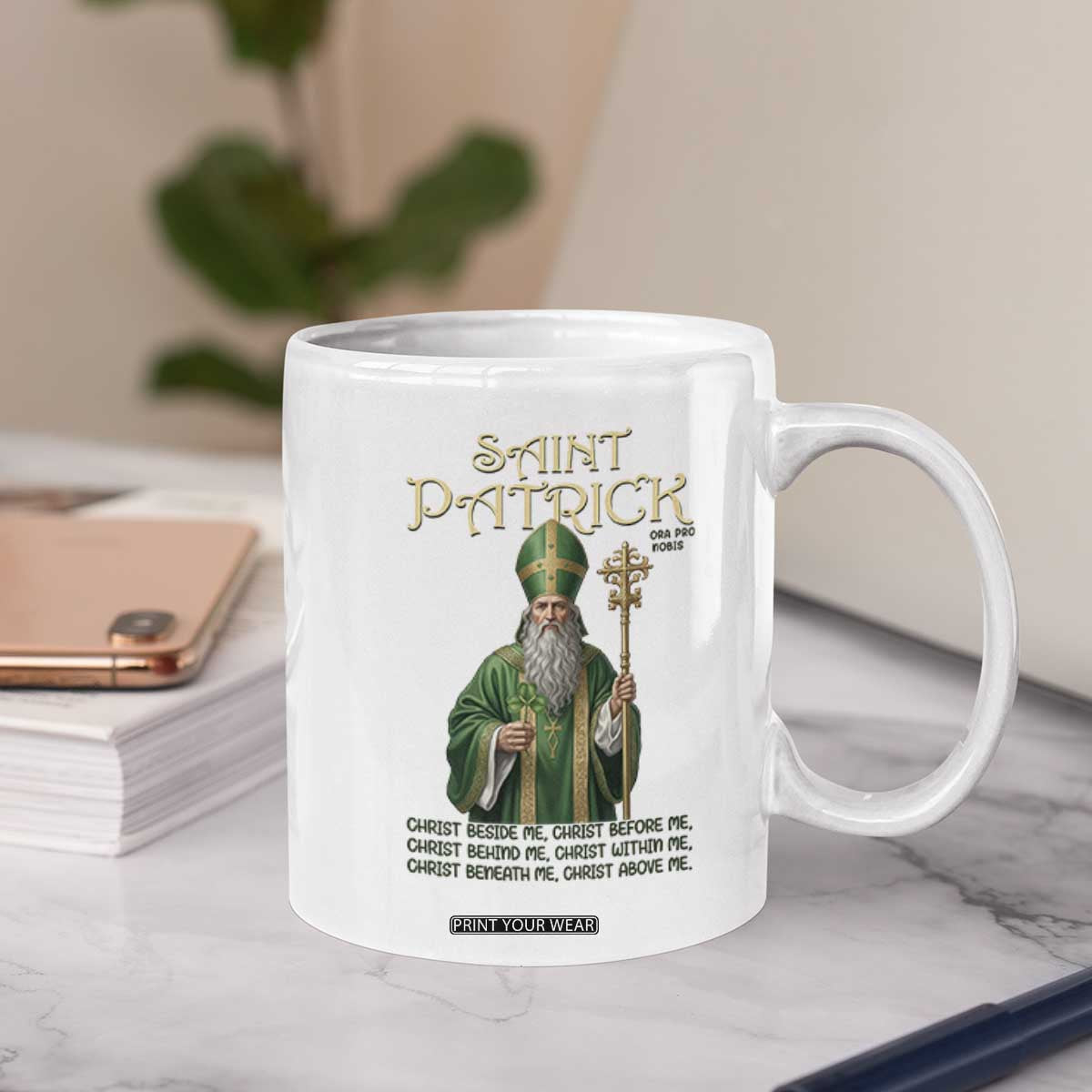 Saint Patrick Ora Pro Nobis Coffee Mug Irish Christian Prayer TS12 Print Your Wear