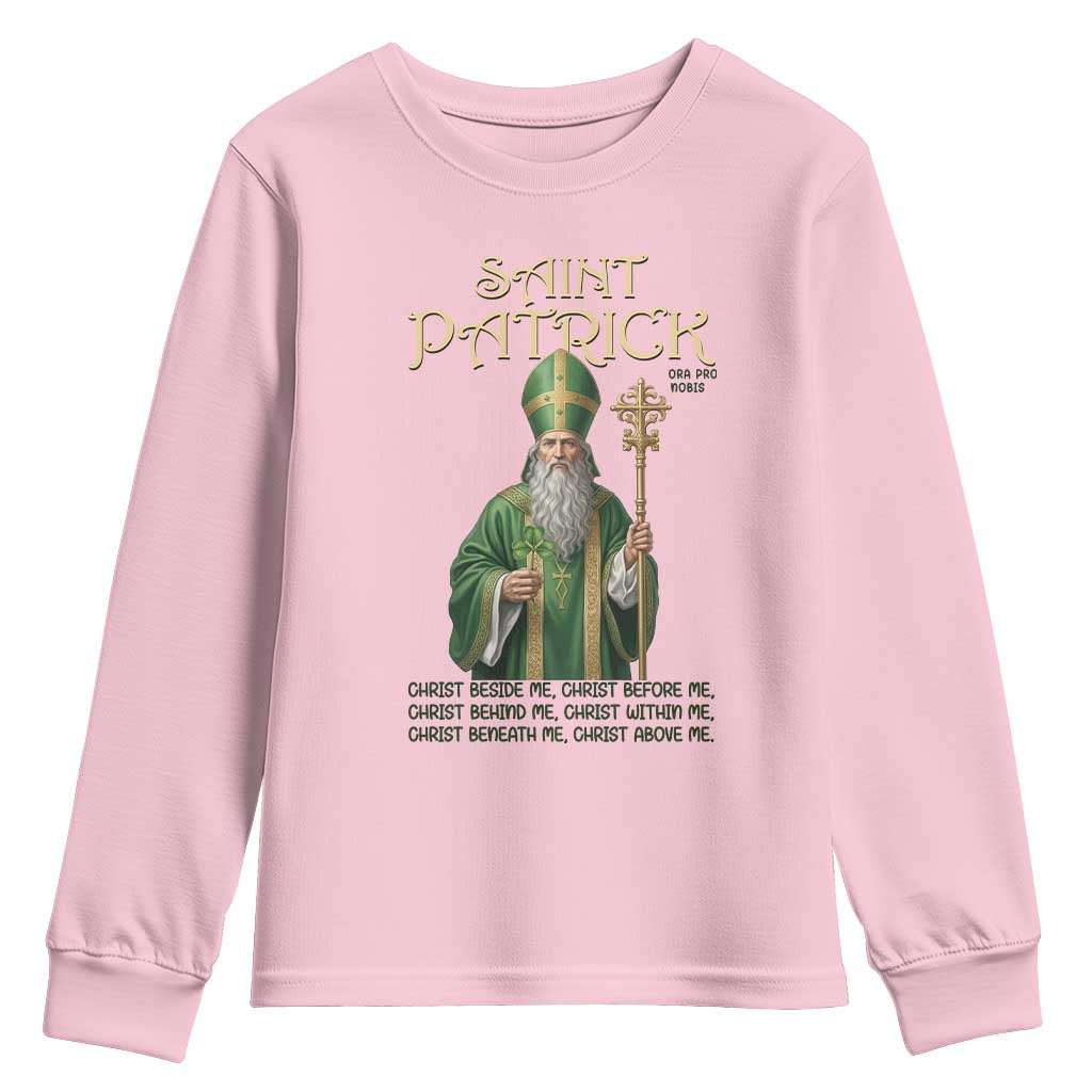 Saint Patrick Ora Pro Nobis Youth Sweatshirt Irish Christian Prayer TS12 Light Pink Print Your Wear