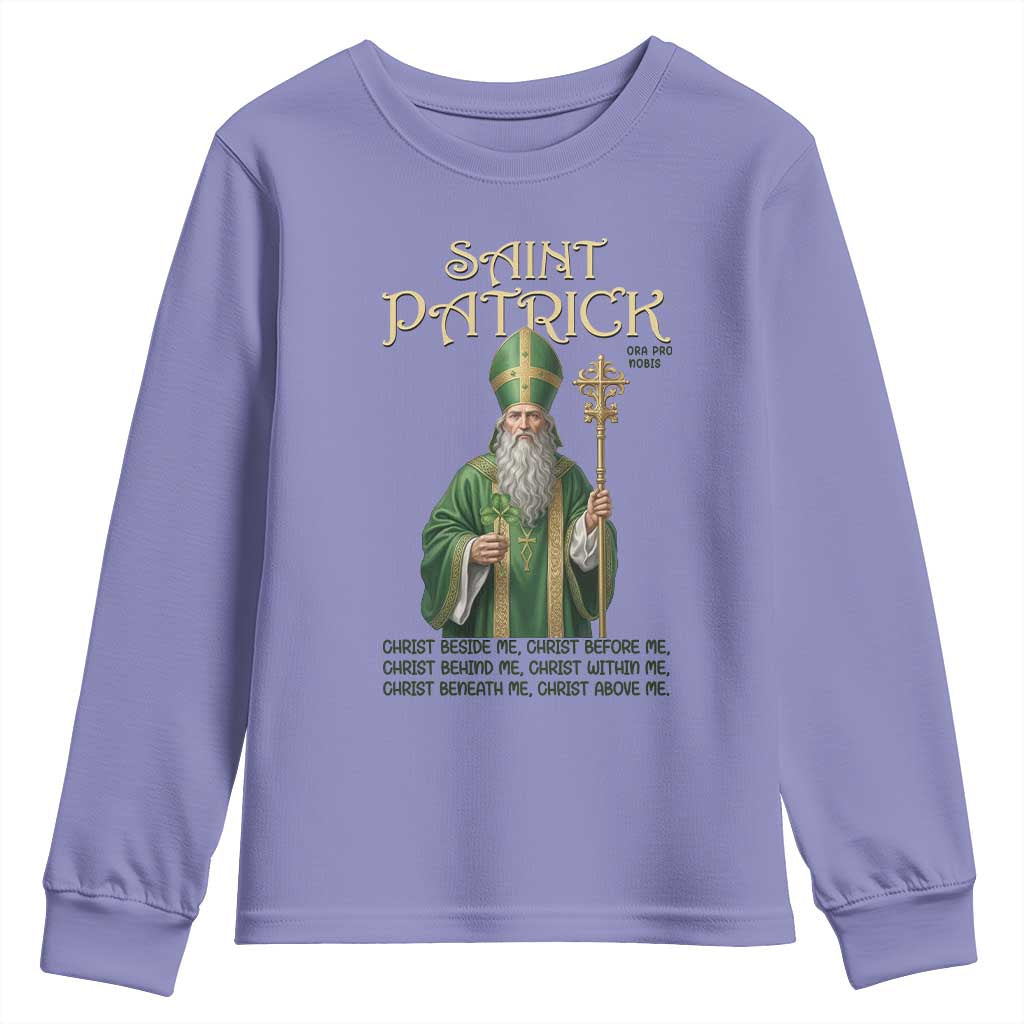 Saint Patrick Ora Pro Nobis Youth Sweatshirt Irish Christian Prayer TS12 Violet Print Your Wear